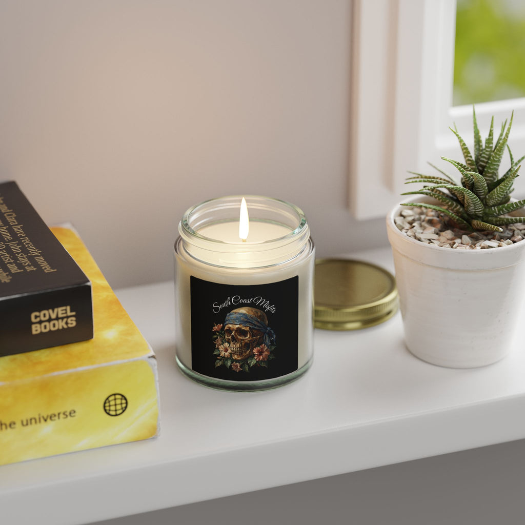 Coconut Apricot Wax Candle — Pirate Skull Scented Jar (4oz & 9oz)