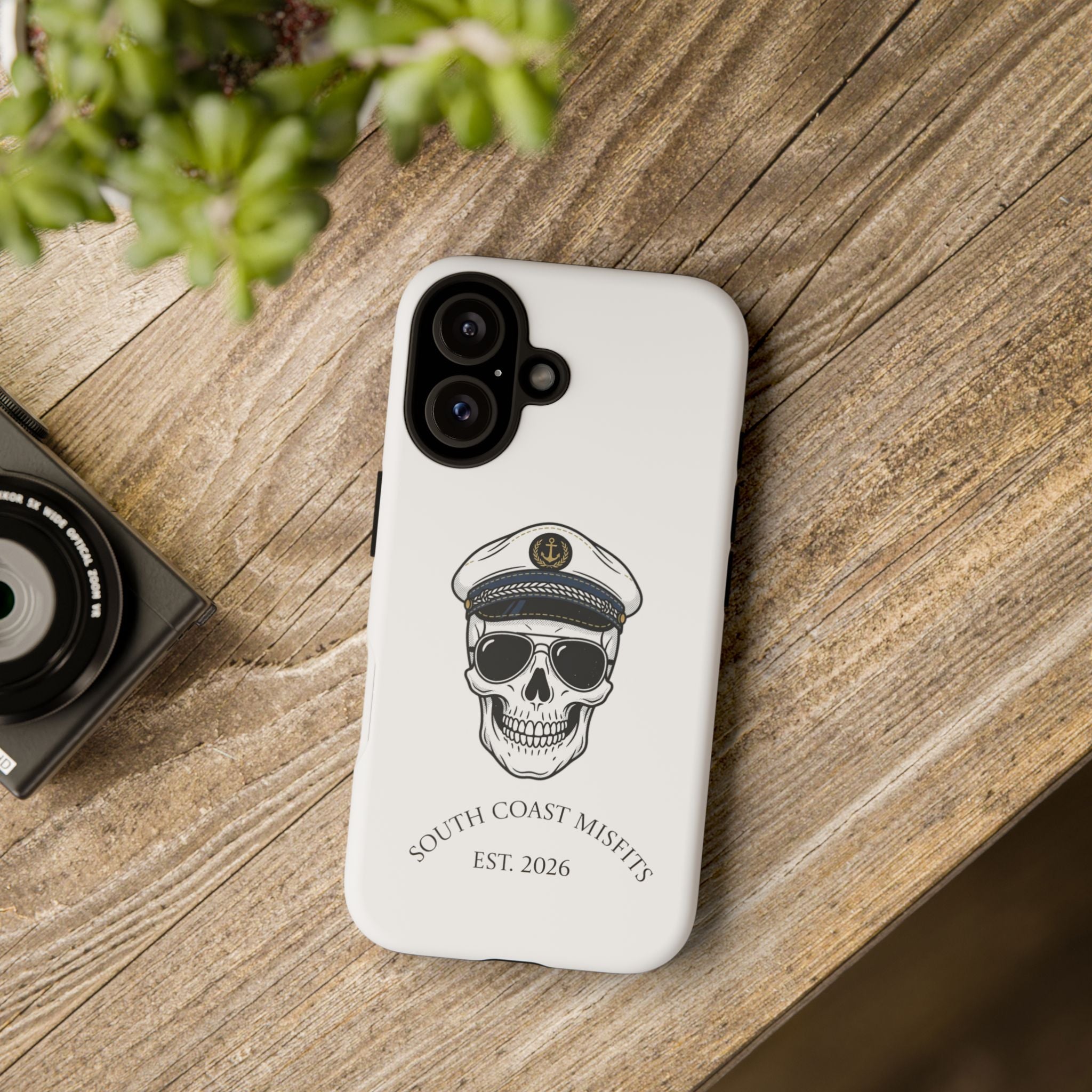Skull Captain Phone Case — South Coast Misfits Est. 2026 Nautical Skull iPhone Cover