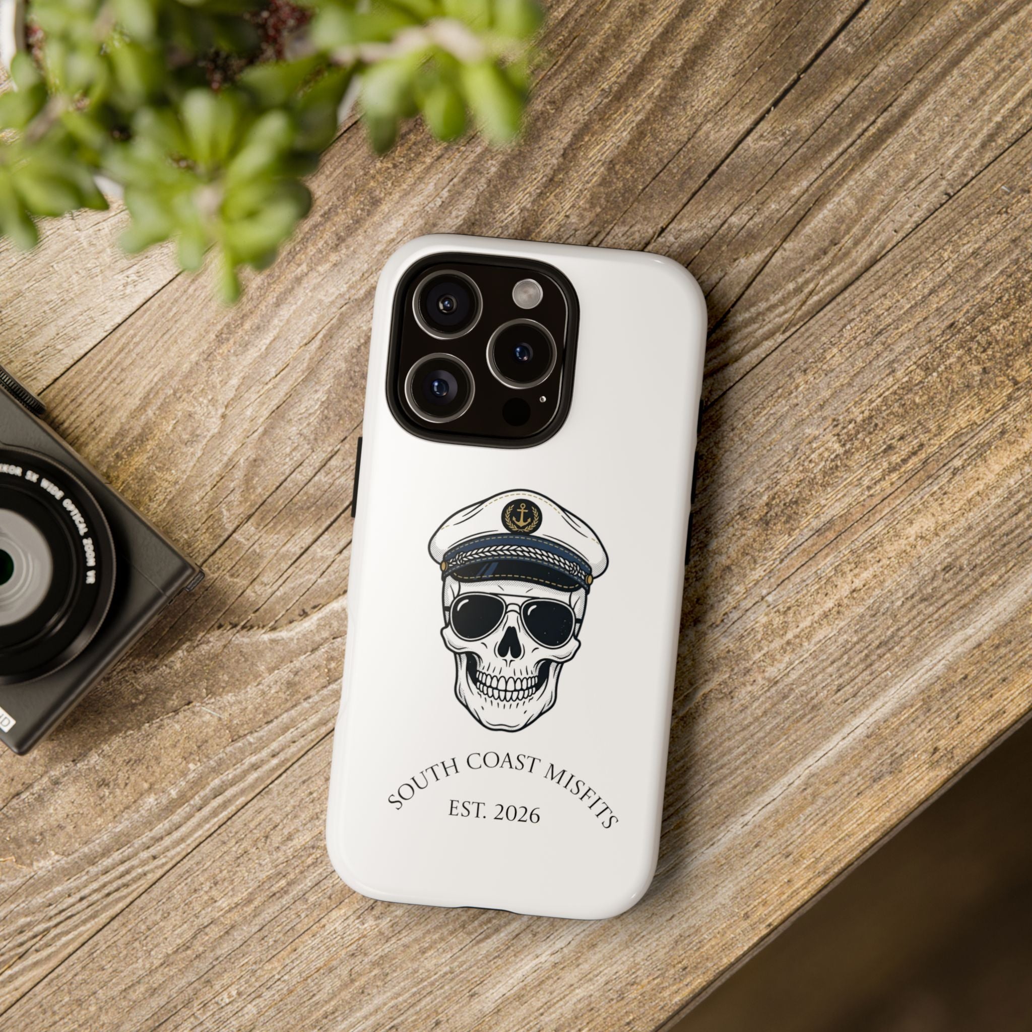 Skull Captain Phone Case — South Coast Misfits Est. 2026 Nautical Skull iPhone Cover