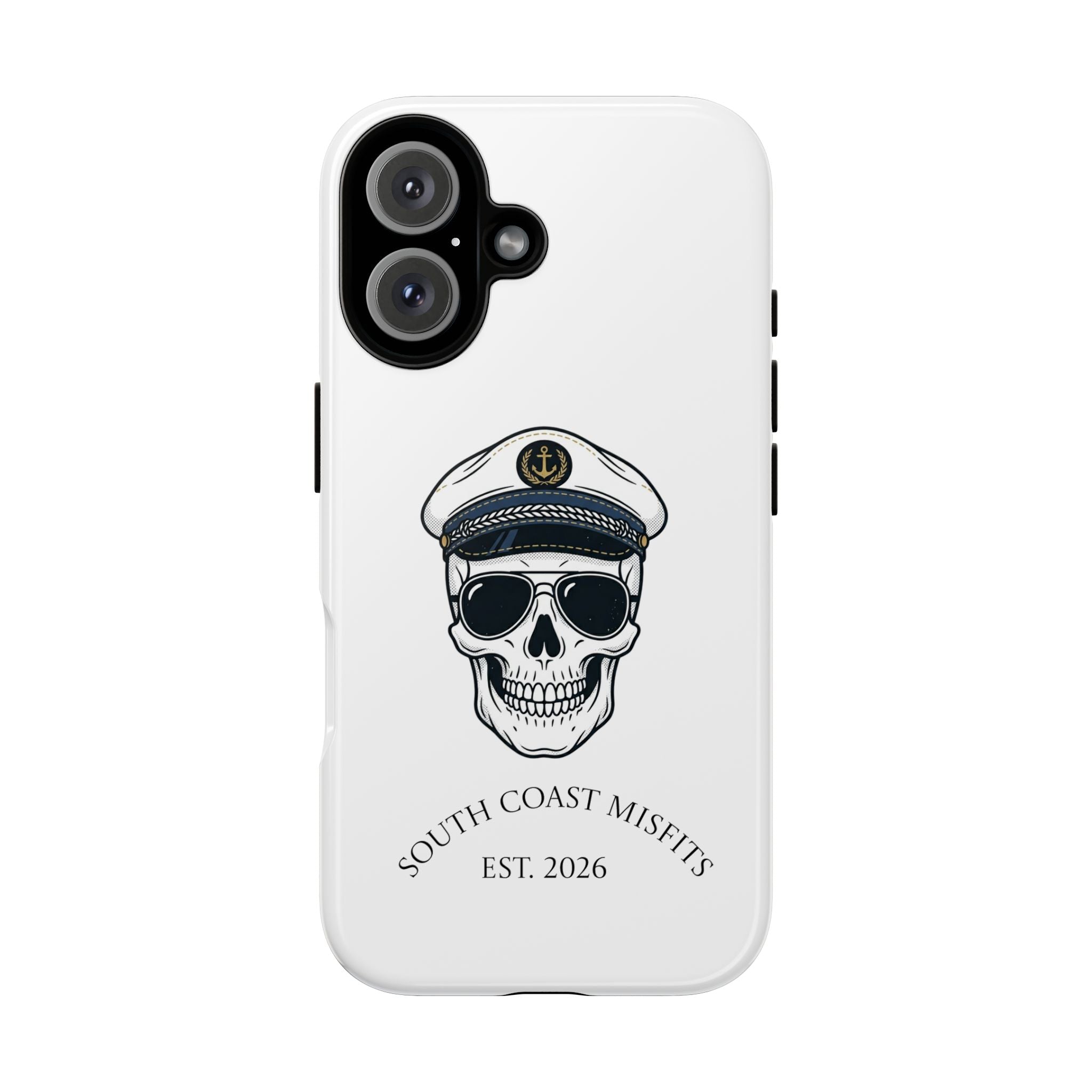 Skull Captain Phone Case — South Coast Misfits Est. 2026 Nautical Skull iPhone Cover