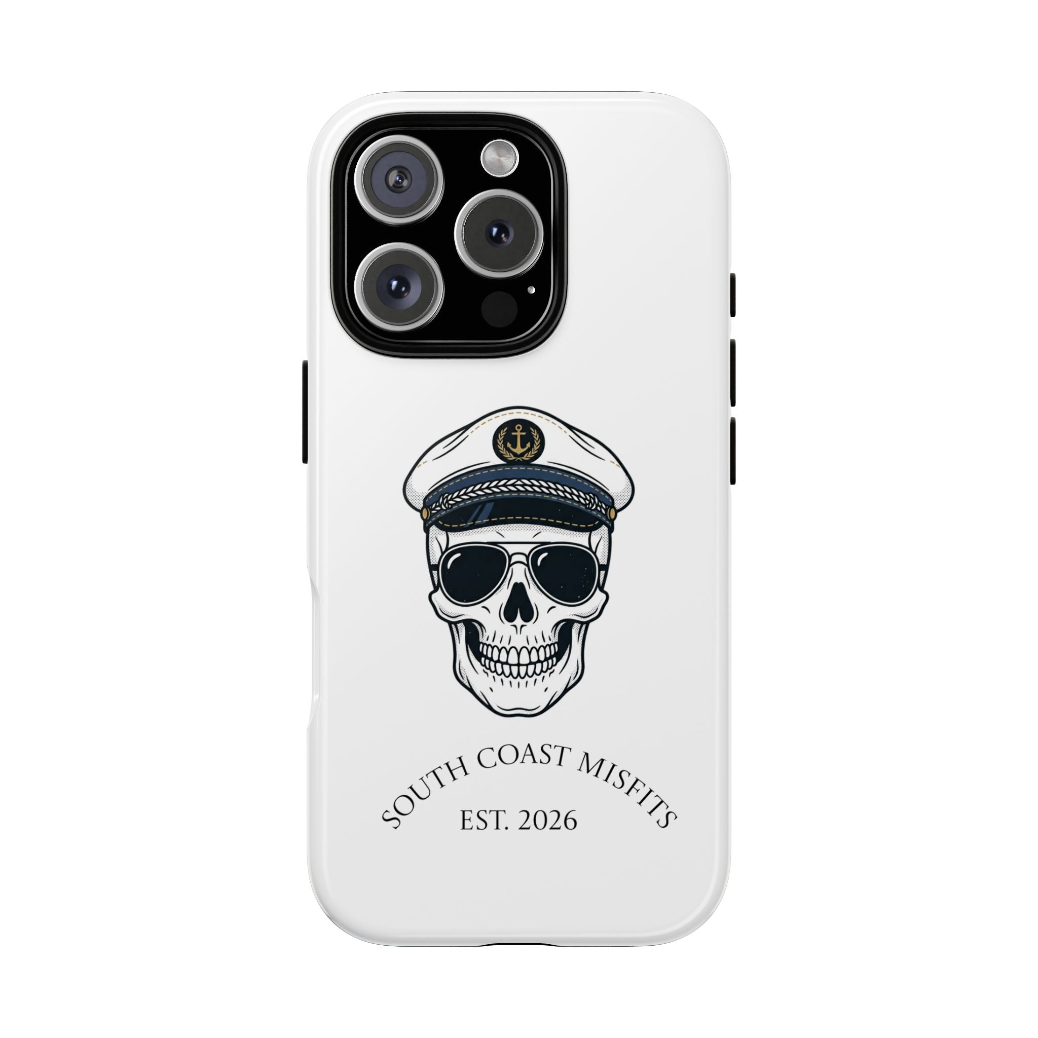 Skull Captain Phone Case — South Coast Misfits Est. 2026 Nautical Skull iPhone Cover