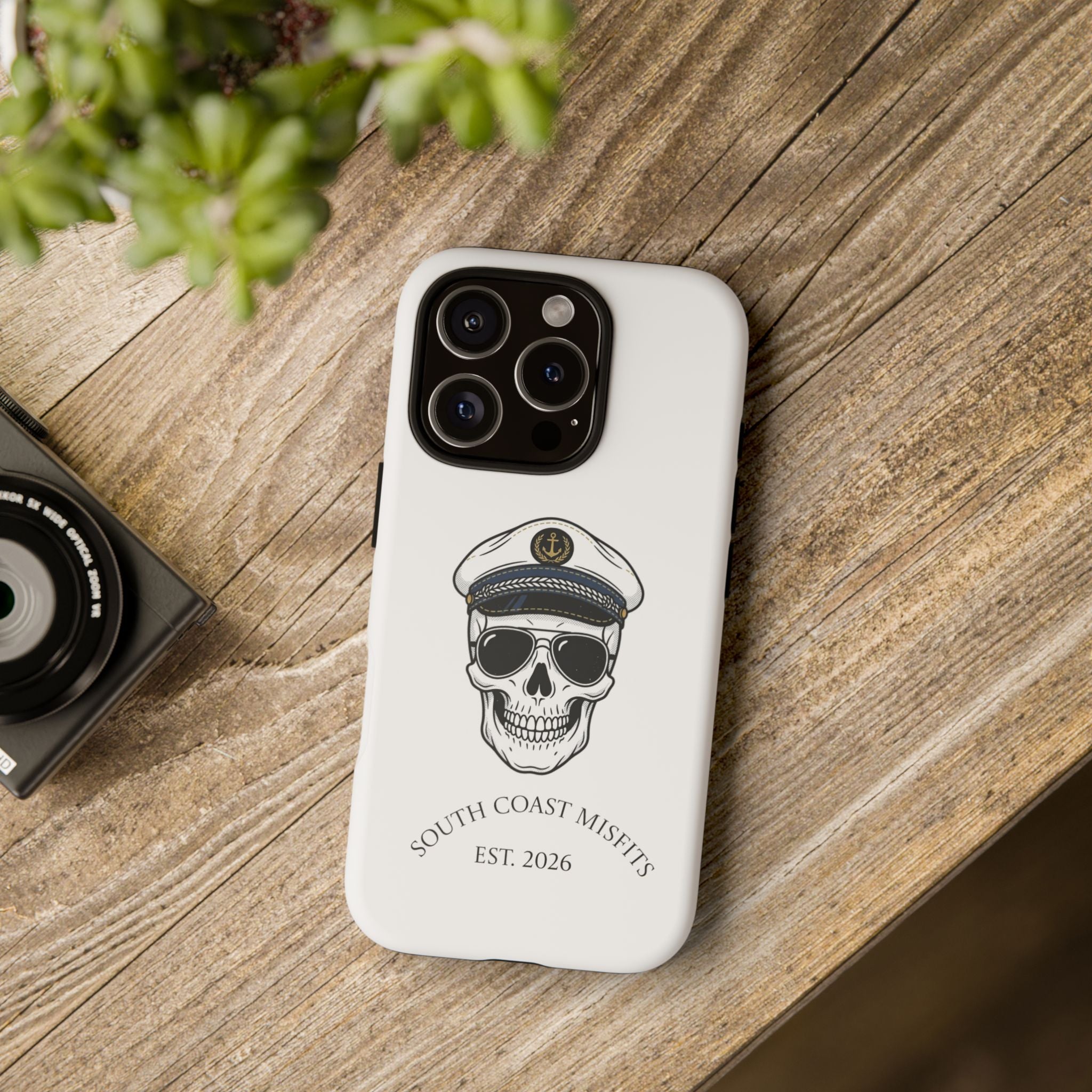 Skull Captain Phone Case — South Coast Misfits Est. 2026 Nautical Skull iPhone Cover