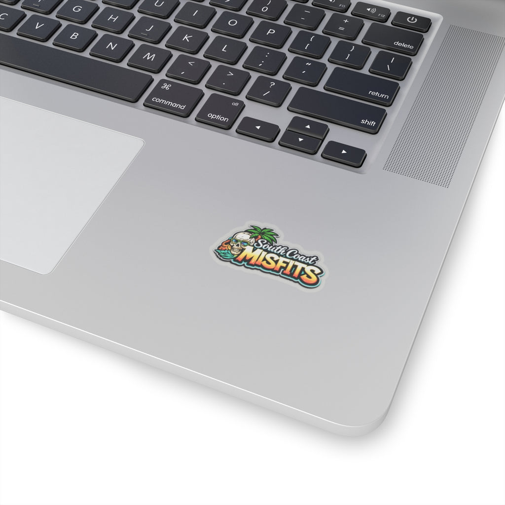 South Coast Misfits Sticker — Retro Skull Palm Beach Kiss-Cut Sticker