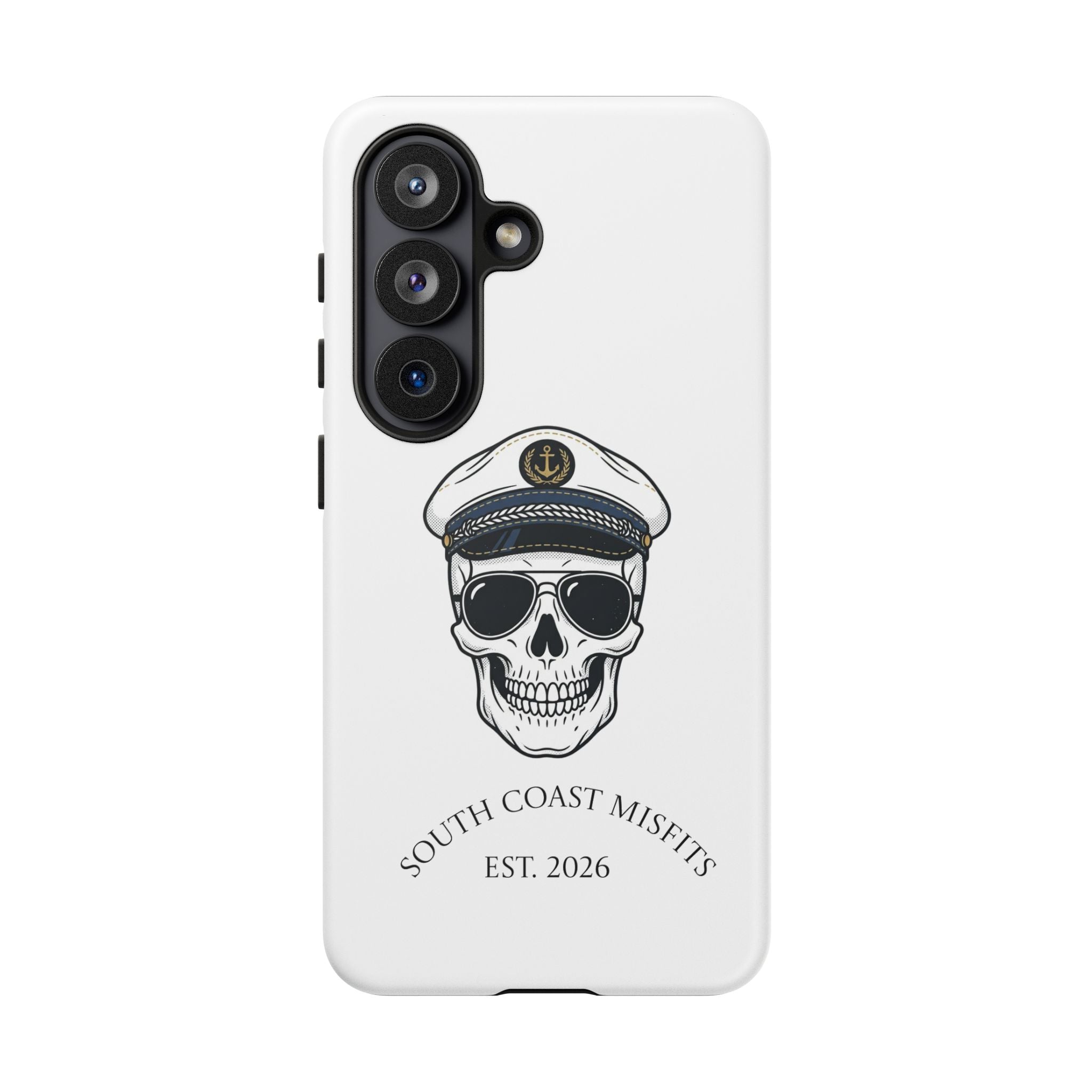 Skull Captain Phone Case — South Coast Misfits Est. 2026 Nautical Skull iPhone Cover