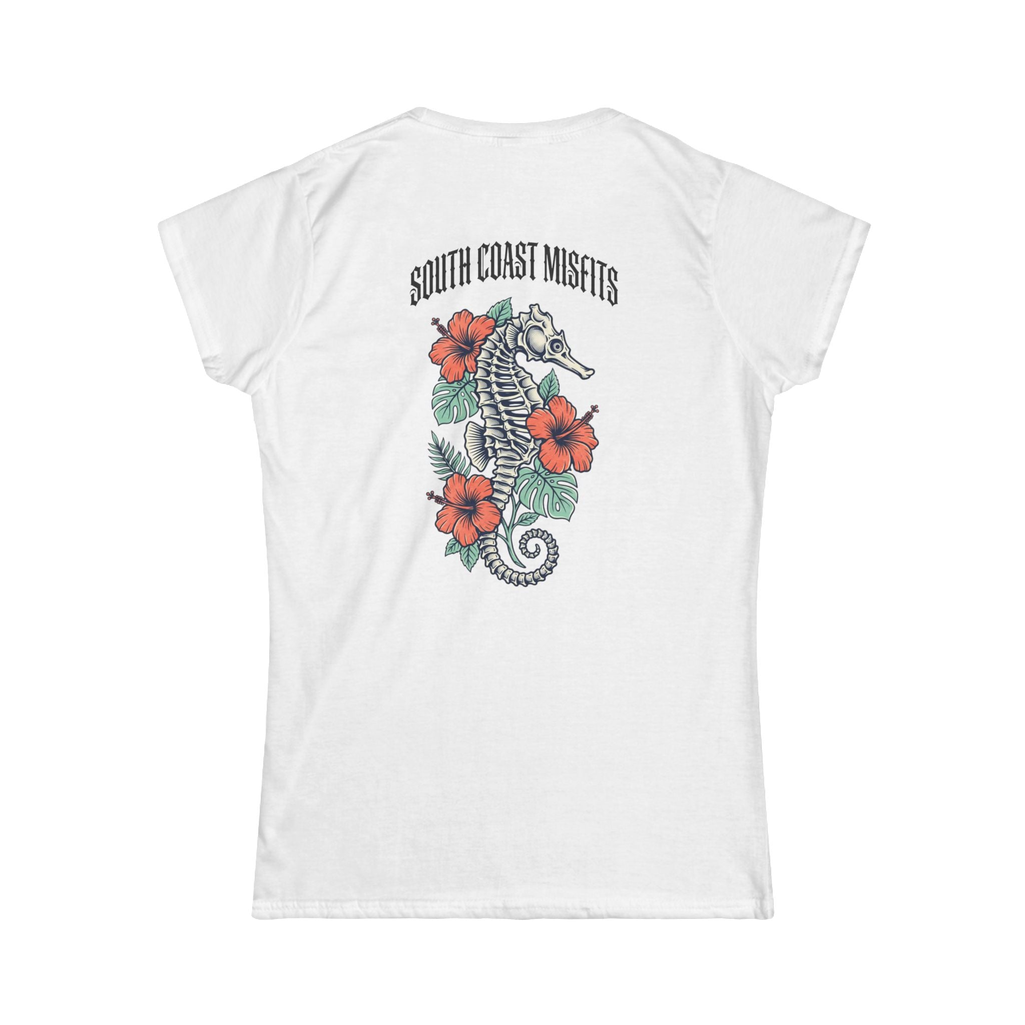 South Coast Misfits Seahorse Floral Tee — Women's Nautical Graphic T-Shirt