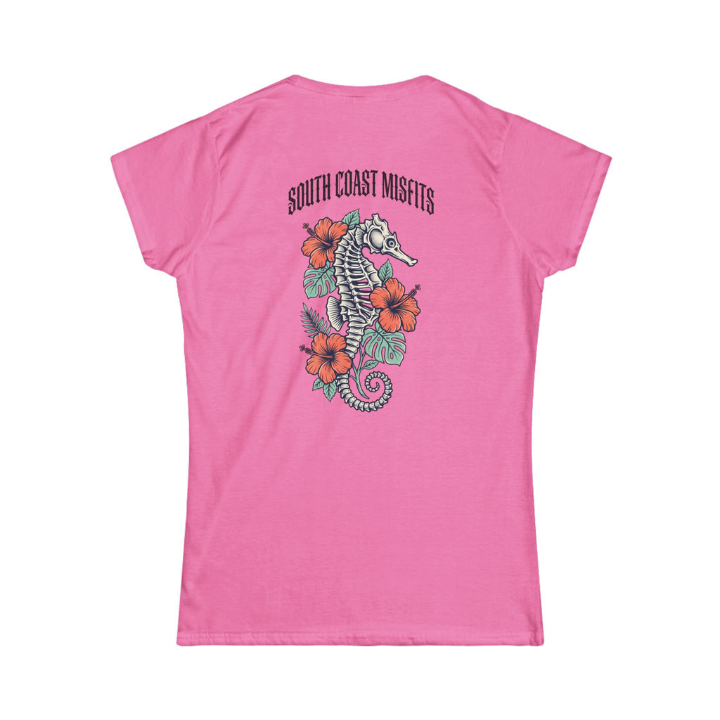 South Coast Misfits Seahorse Floral Tee — Women's Nautical Graphic T-Shirt
