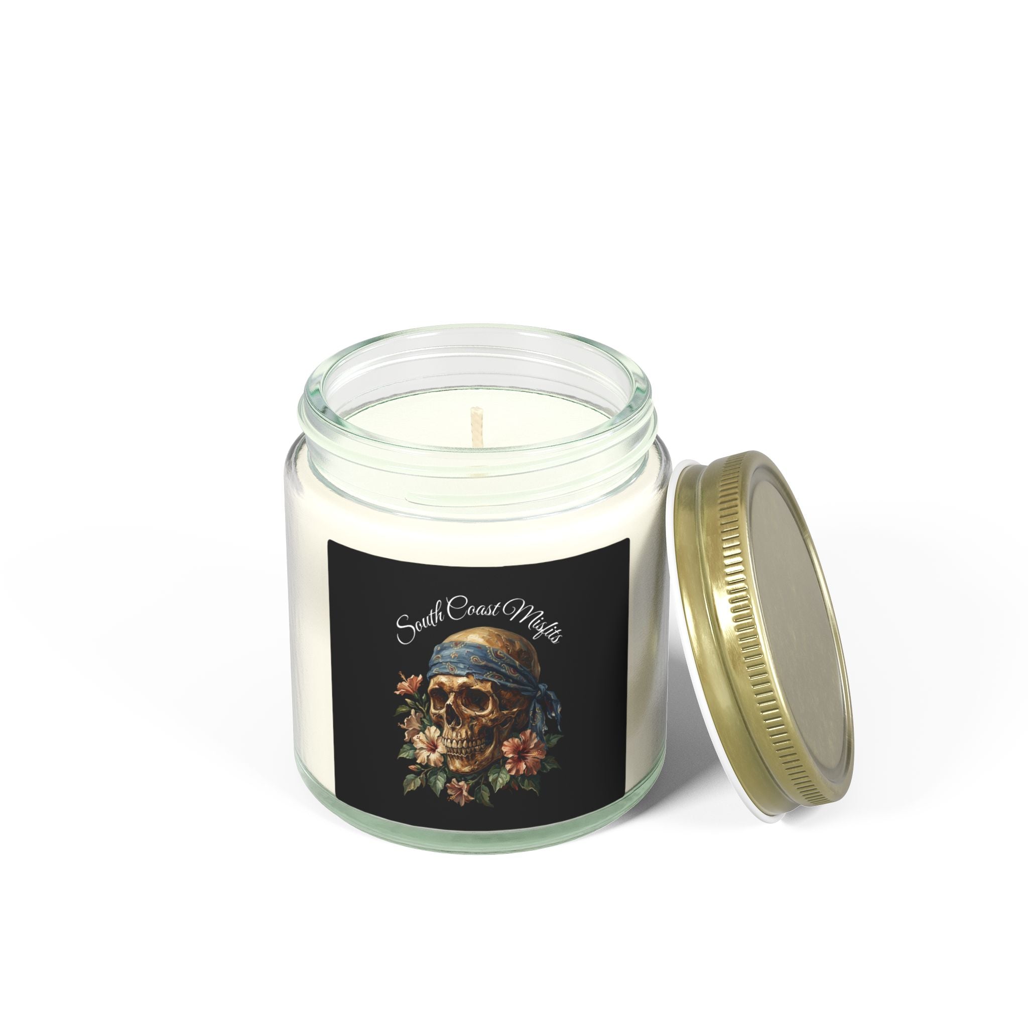 Coconut Apricot Wax Candle — Pirate Skull Scented Jar (4oz & 9oz)