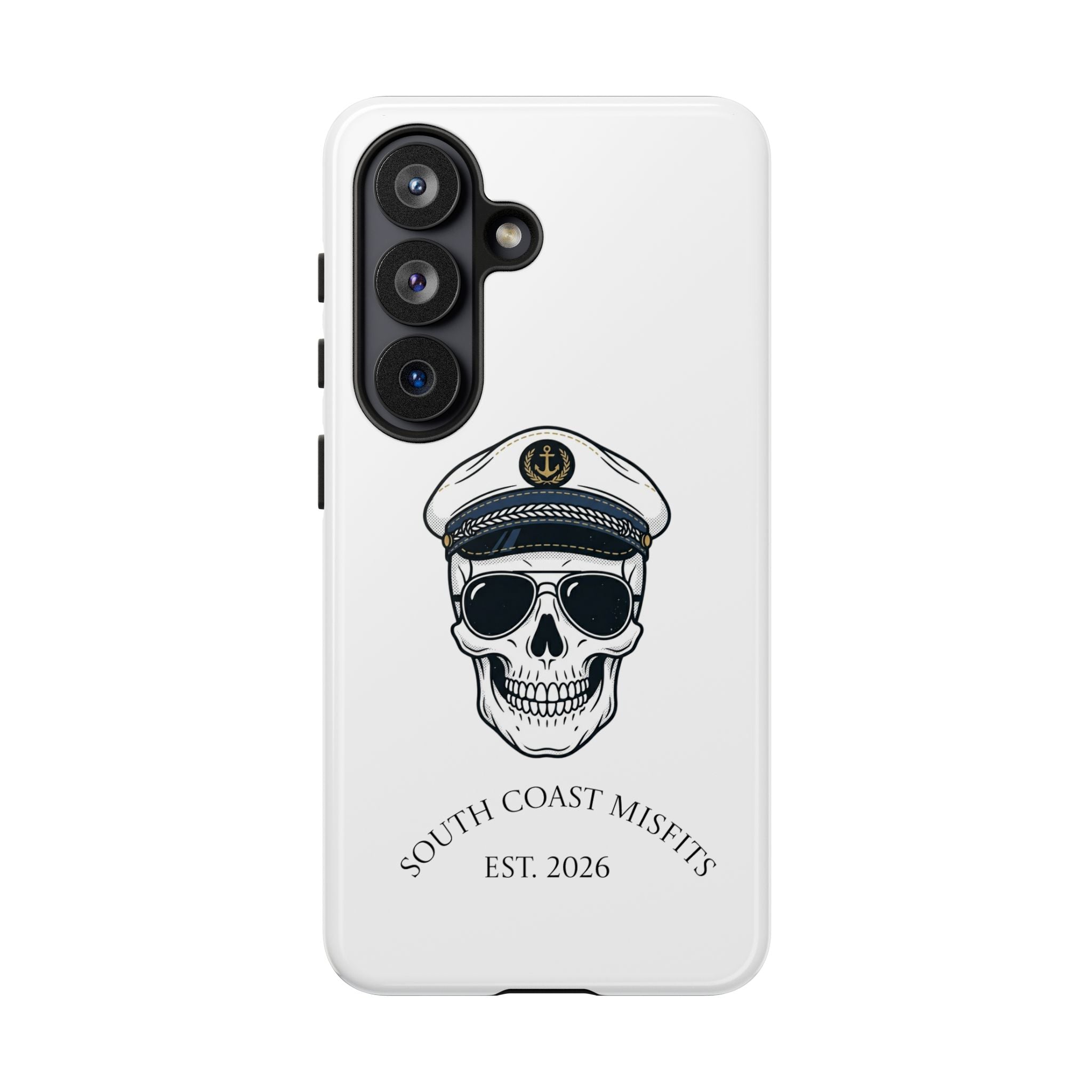 Skull Captain Phone Case — South Coast Misfits Est. 2026 Nautical Skull iPhone Cover