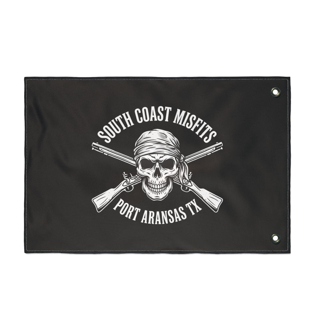 Double-Sided Flag — "South Coast Misfits" Skull & Crossed Rifles Port Aransas TX