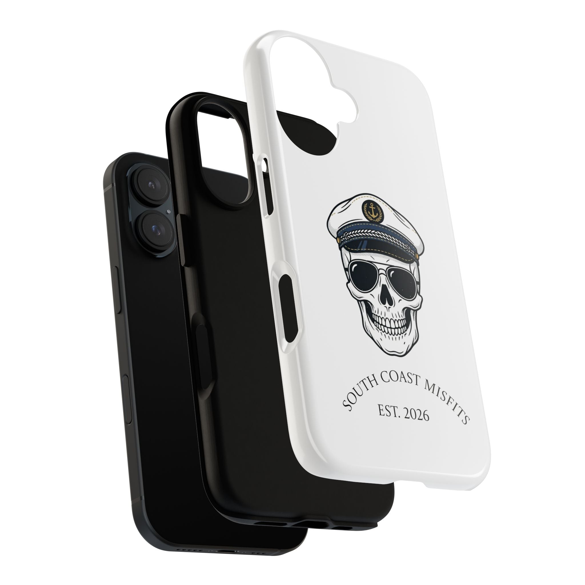 Skull Captain Phone Case — South Coast Misfits Est. 2026 Nautical Skull iPhone Cover