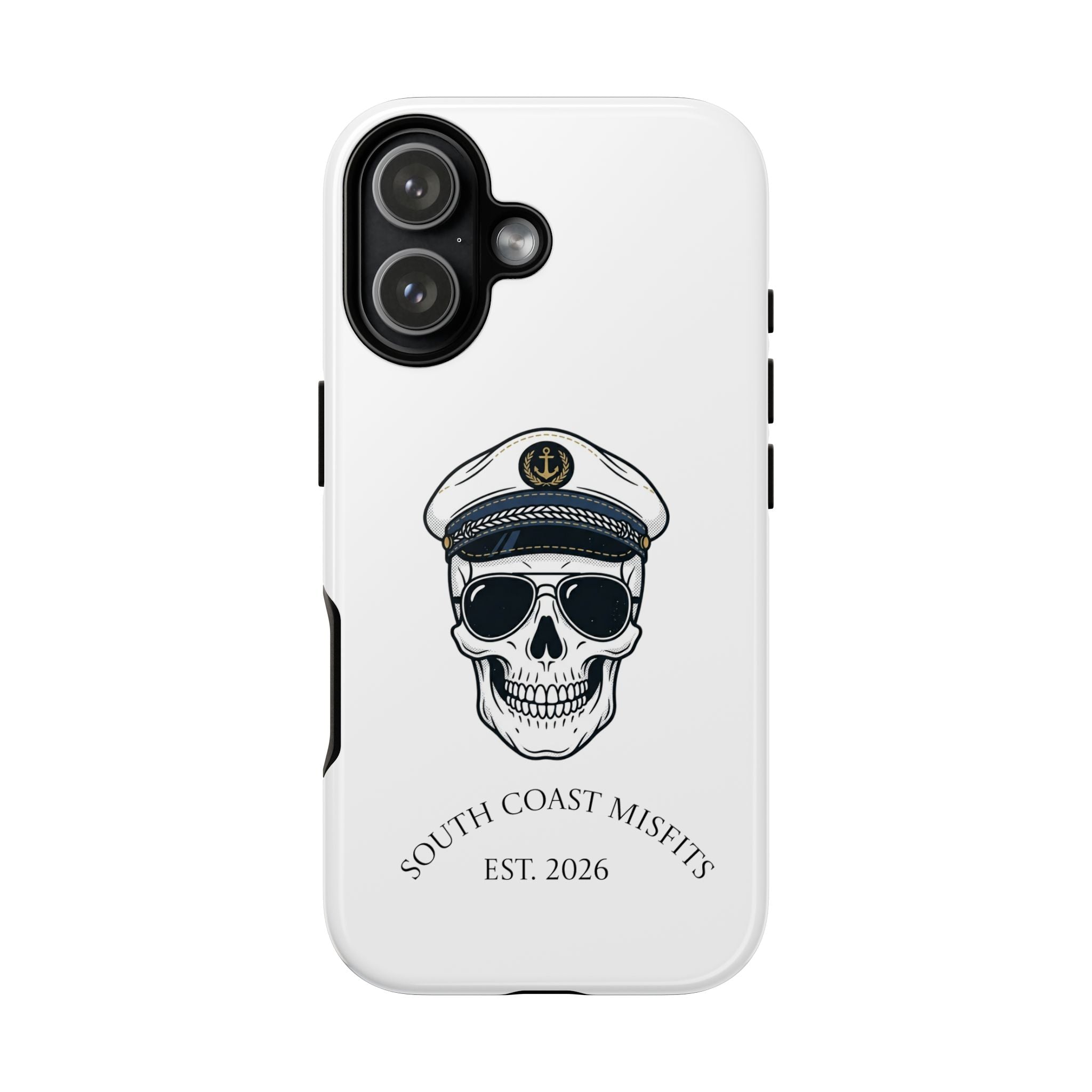 Skull Captain Phone Case — South Coast Misfits Est. 2026 Nautical Skull iPhone Cover