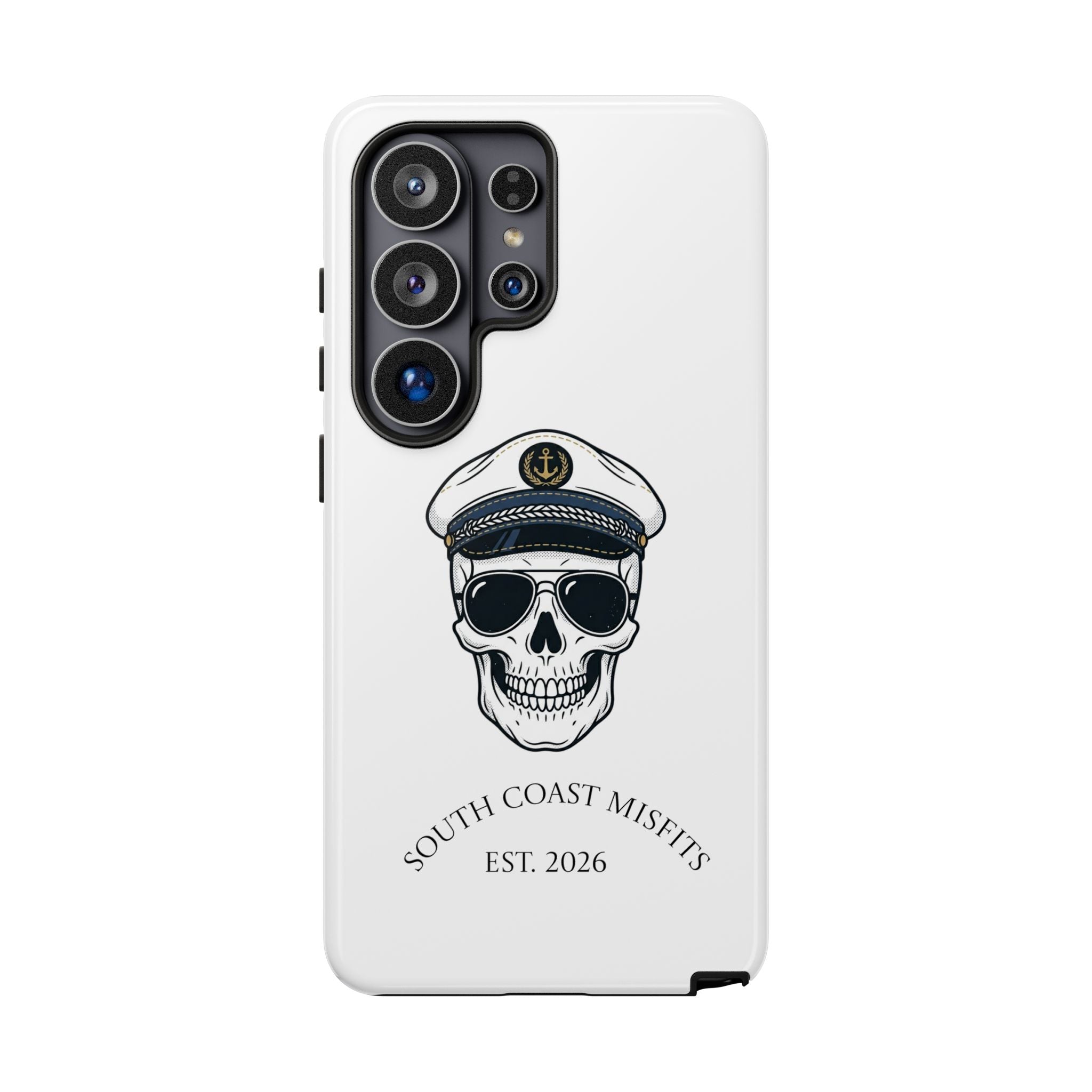 Skull Captain Phone Case — South Coast Misfits Est. 2026 Nautical Skull iPhone Cover