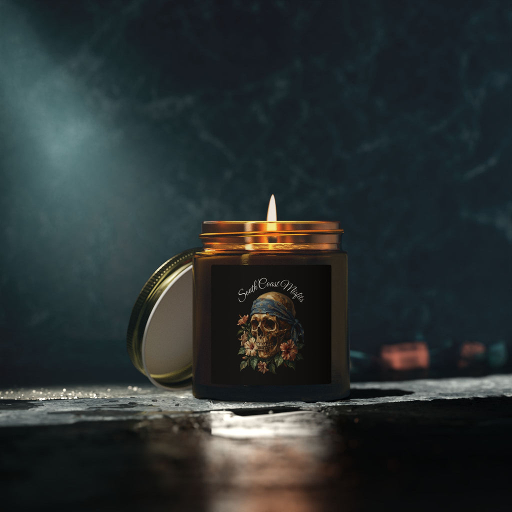 Coconut Apricot Wax Candle — Pirate Skull Scented Jar (4oz & 9oz)