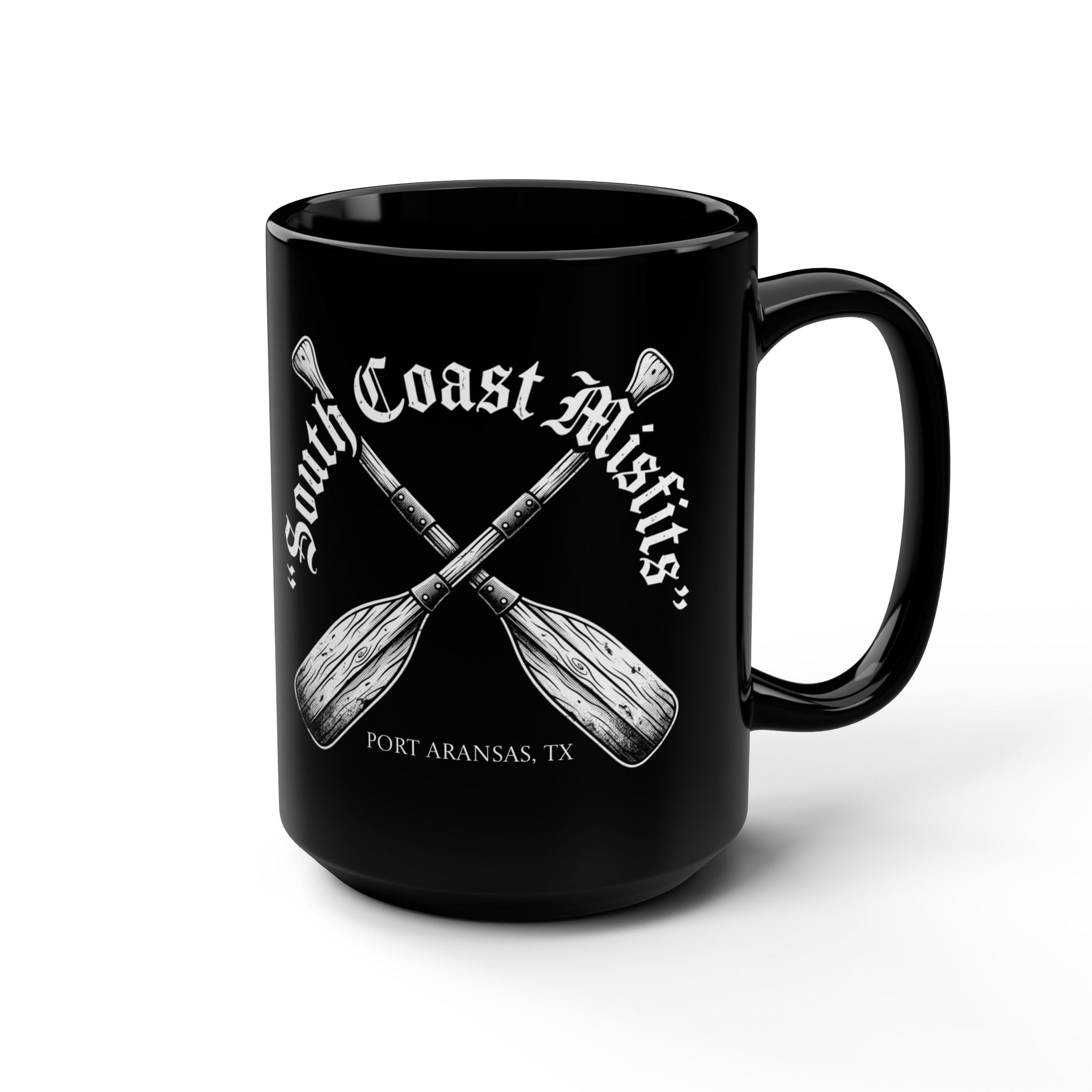 South Coast Misfits Black 15oz Mug — Crossed Oars Nautical Coffee Cup