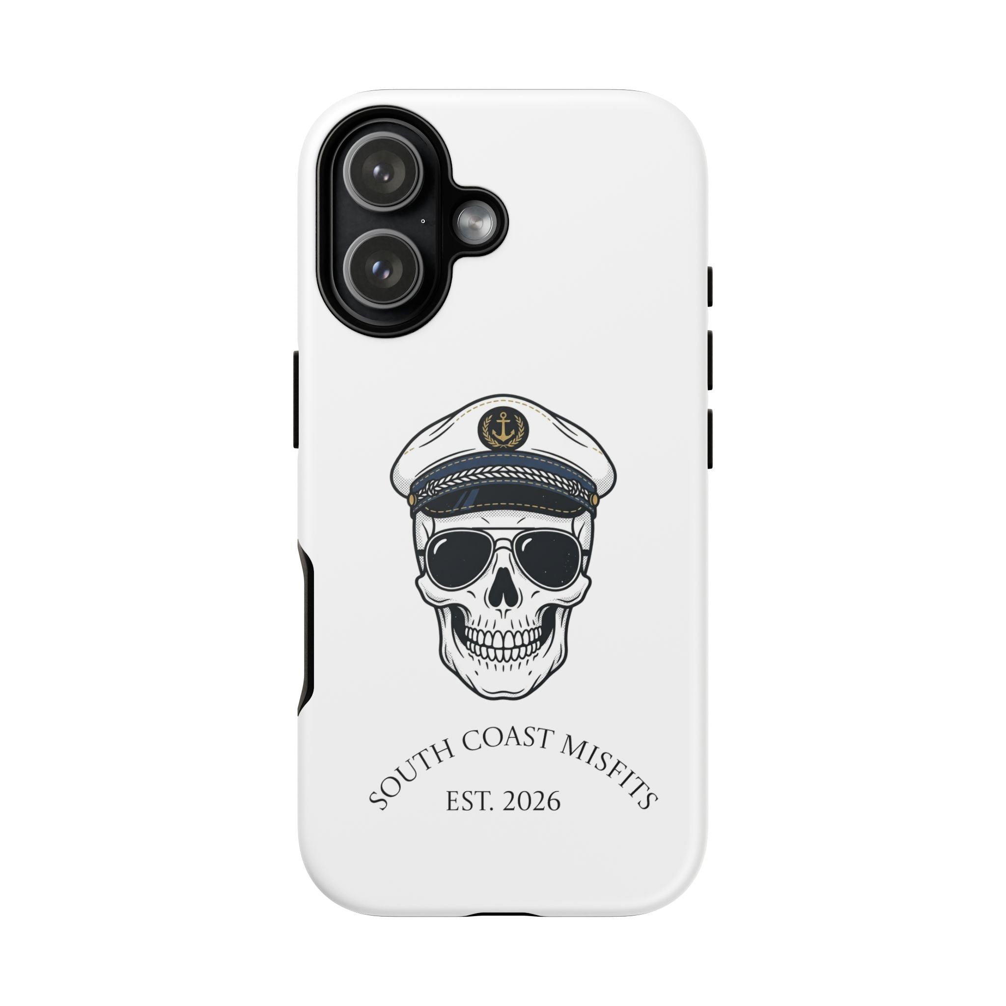 Skull Captain Phone Case — South Coast Misfits Est. 2026 Nautical Skull iPhone Cover