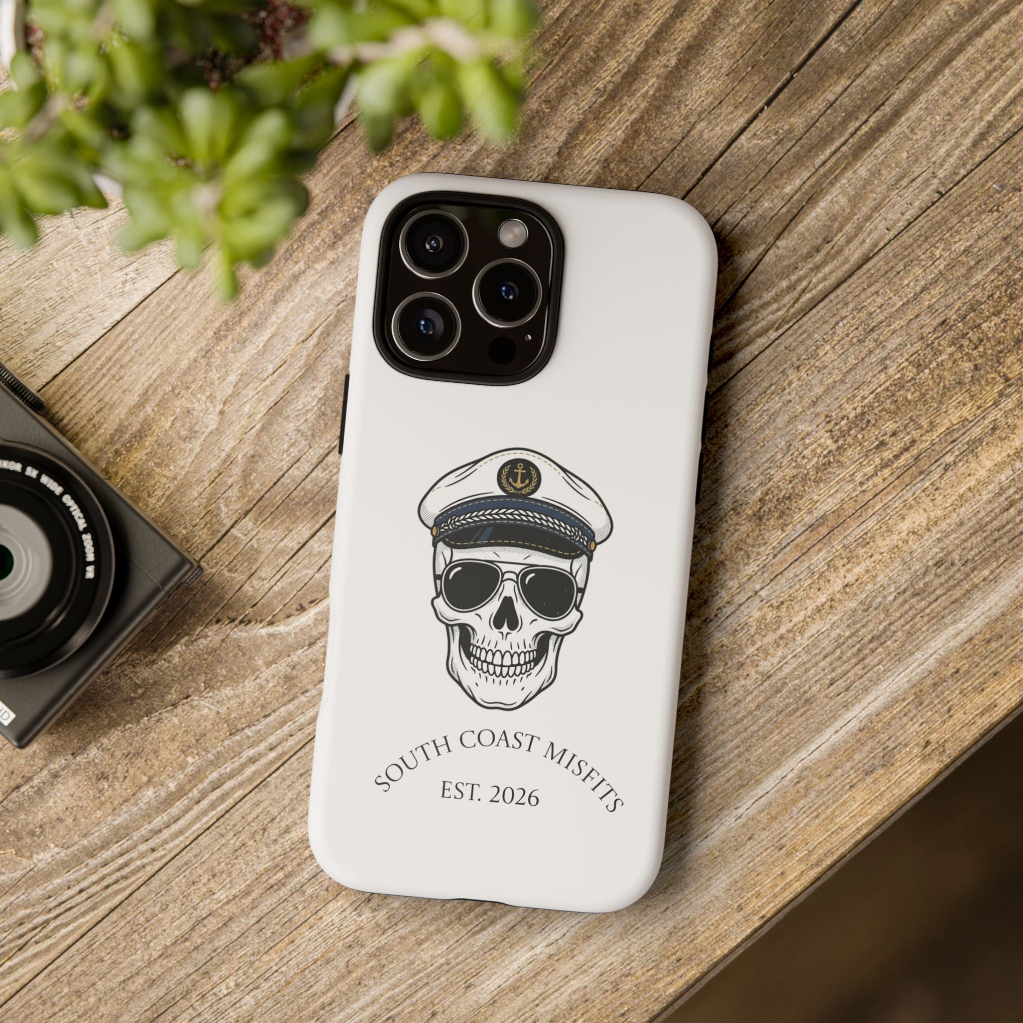 Skull Captain Phone Case — South Coast Misfits Est. 2026 Nautical Skull iPhone Cover