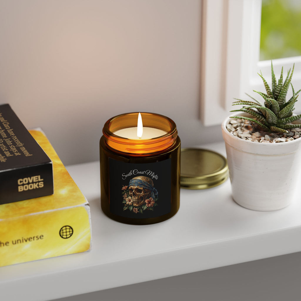 Coconut Apricot Wax Candle — Pirate Skull Scented Jar (4oz & 9oz)