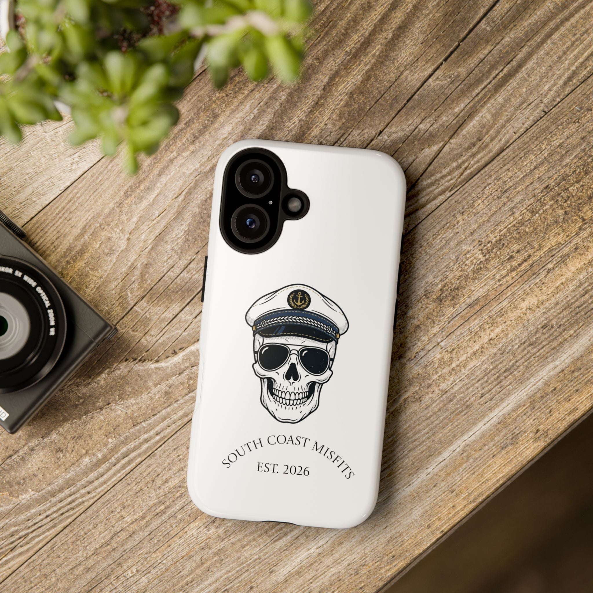 Skull Captain Phone Case — South Coast Misfits Est. 2026 Nautical Skull iPhone Cover