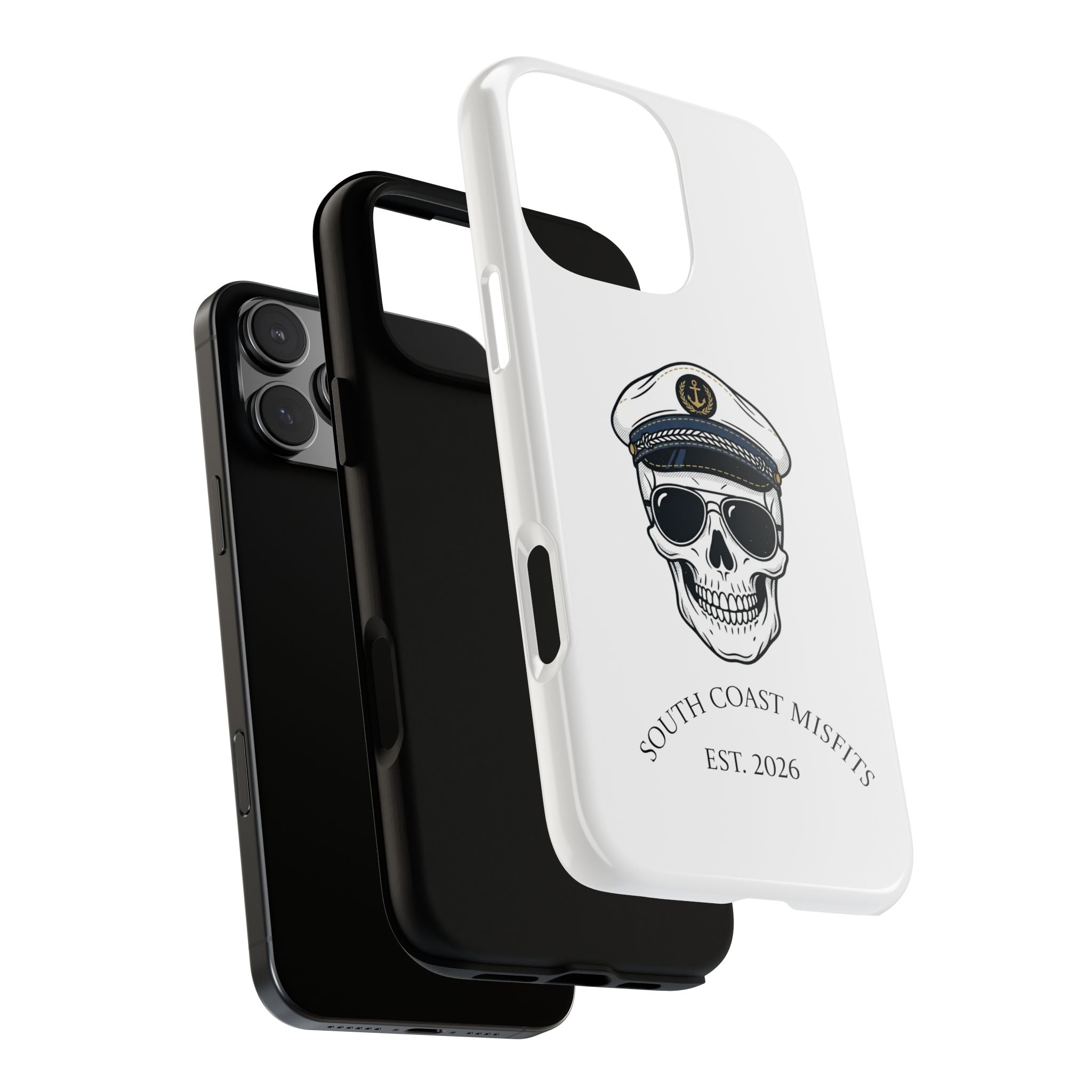 Skull Captain Phone Case — South Coast Misfits Est. 2026 Nautical Skull iPhone Cover