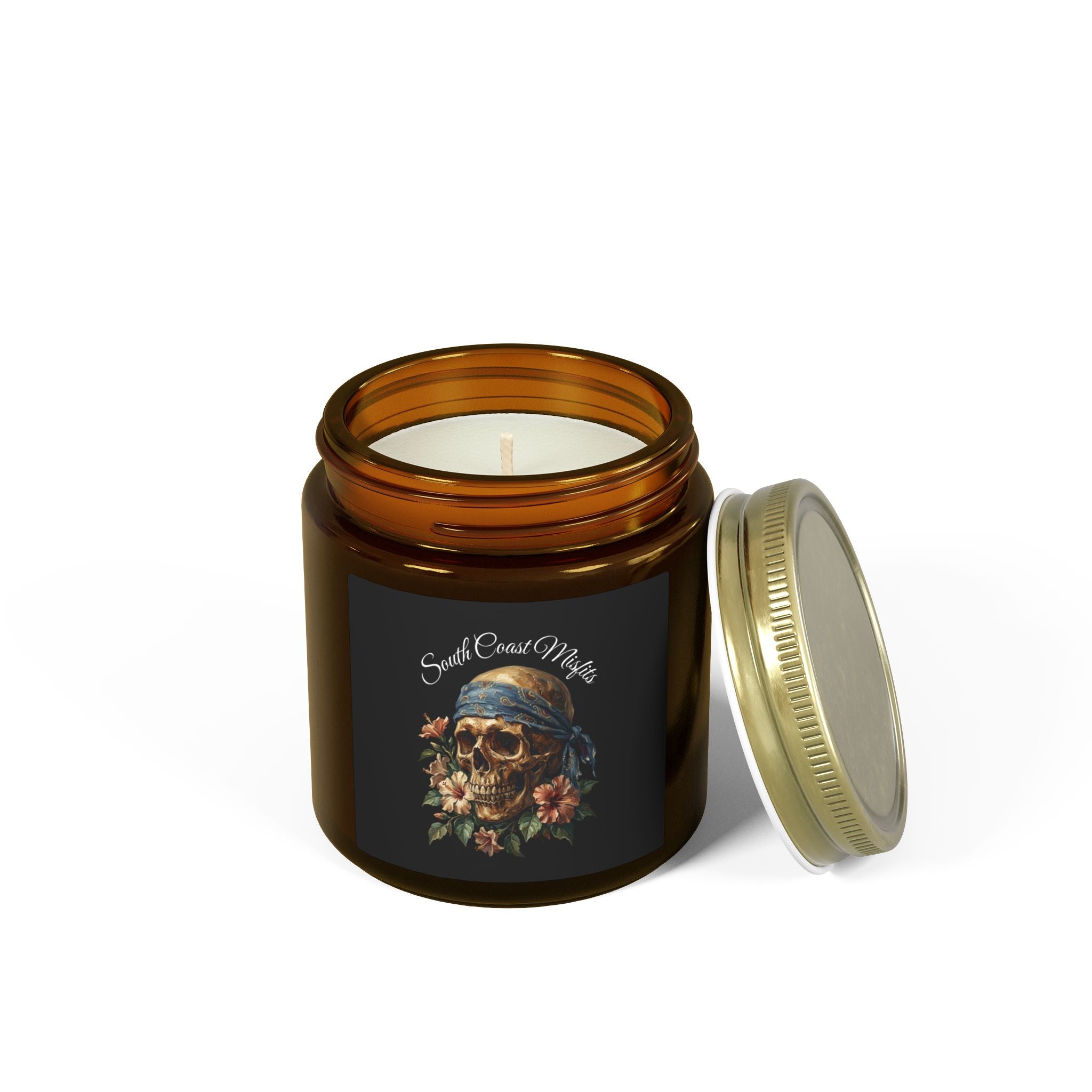 Coconut Apricot Wax Candle — Pirate Skull Scented Jar (4oz & 9oz)
