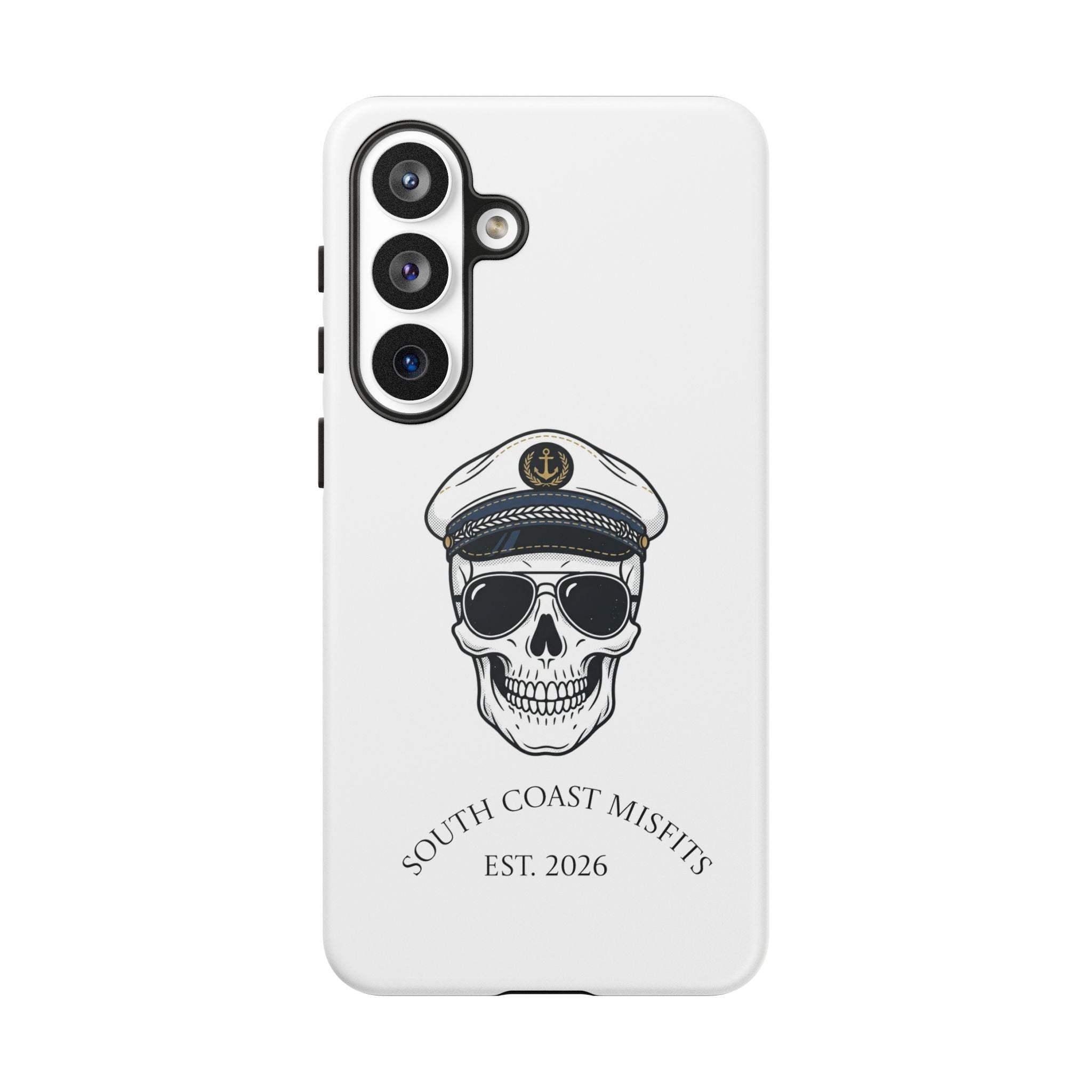 Skull Captain Phone Case — South Coast Misfits Est. 2026 Nautical Skull iPhone Cover