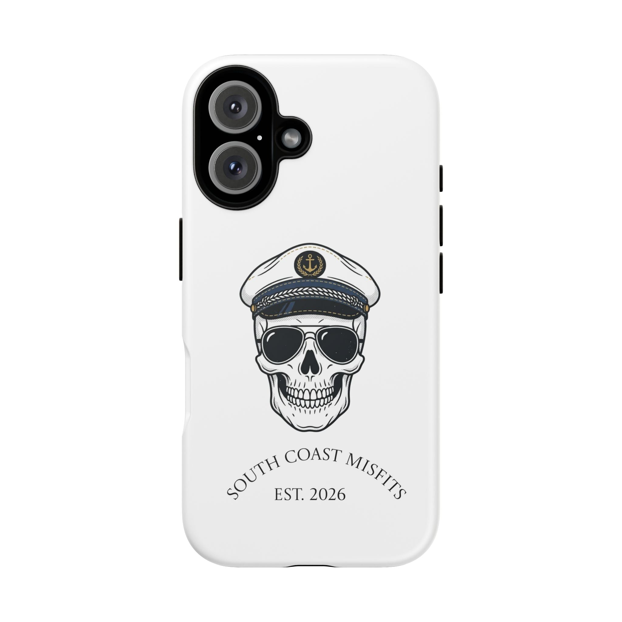 Skull Captain Phone Case — South Coast Misfits Est. 2026 Nautical Skull iPhone Cover