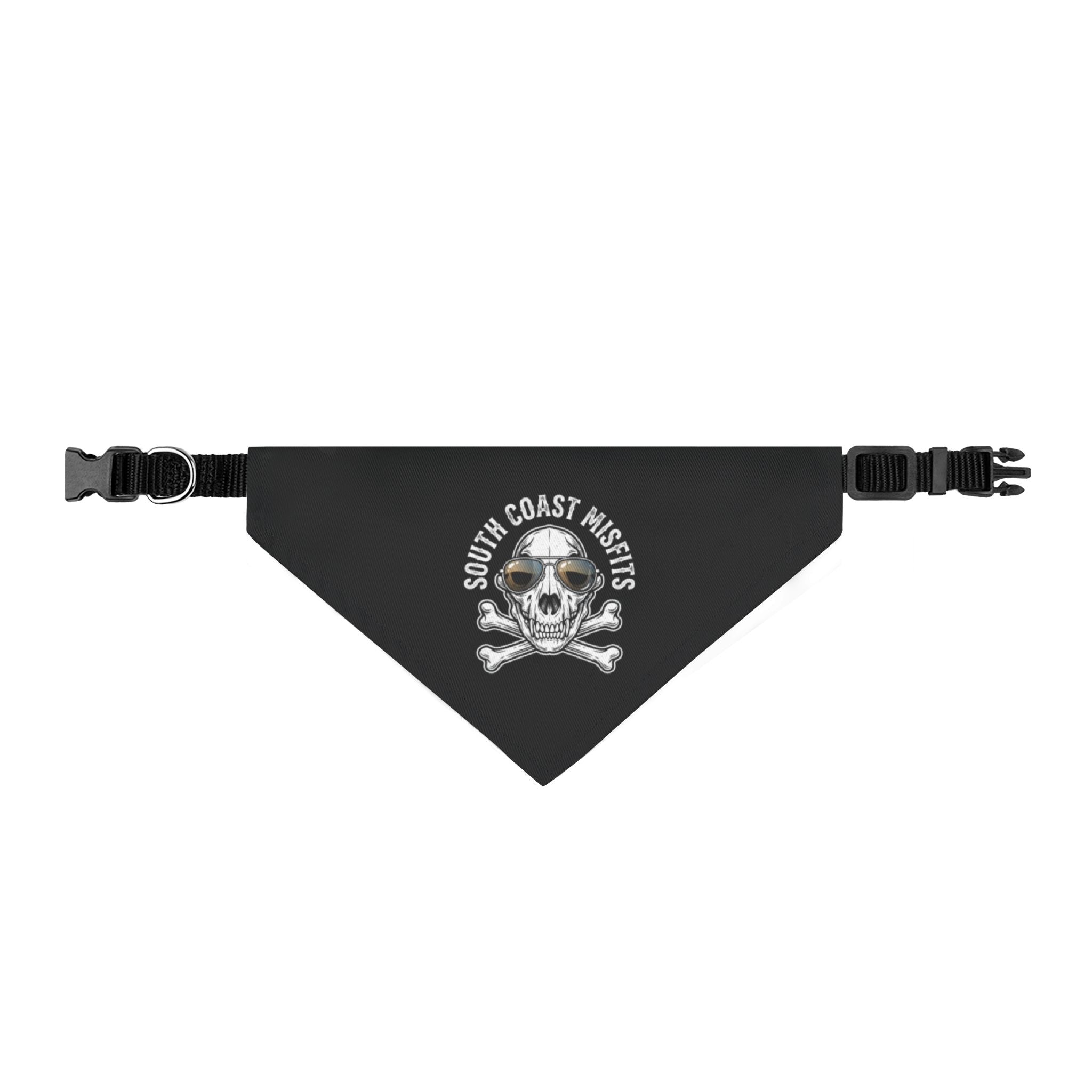 Skull & Crossbones Clip-On Pet Bandana — 'South Coast MuttS' Gothic Dog Collar Accessory