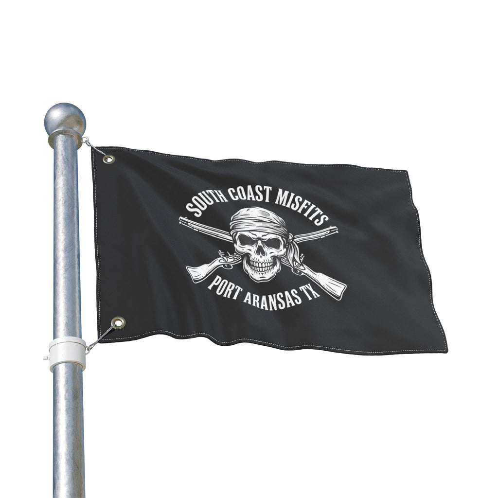 Double-Sided Flag — "South Coast Misfits" Skull & Crossed Rifles Port Aransas TX