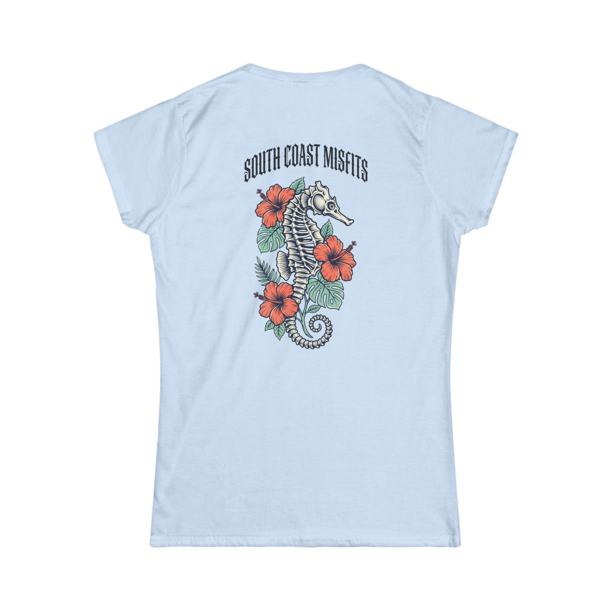 South Coast Misfits Seahorse Floral Tee — Women's Nautical Graphic T-Shirt