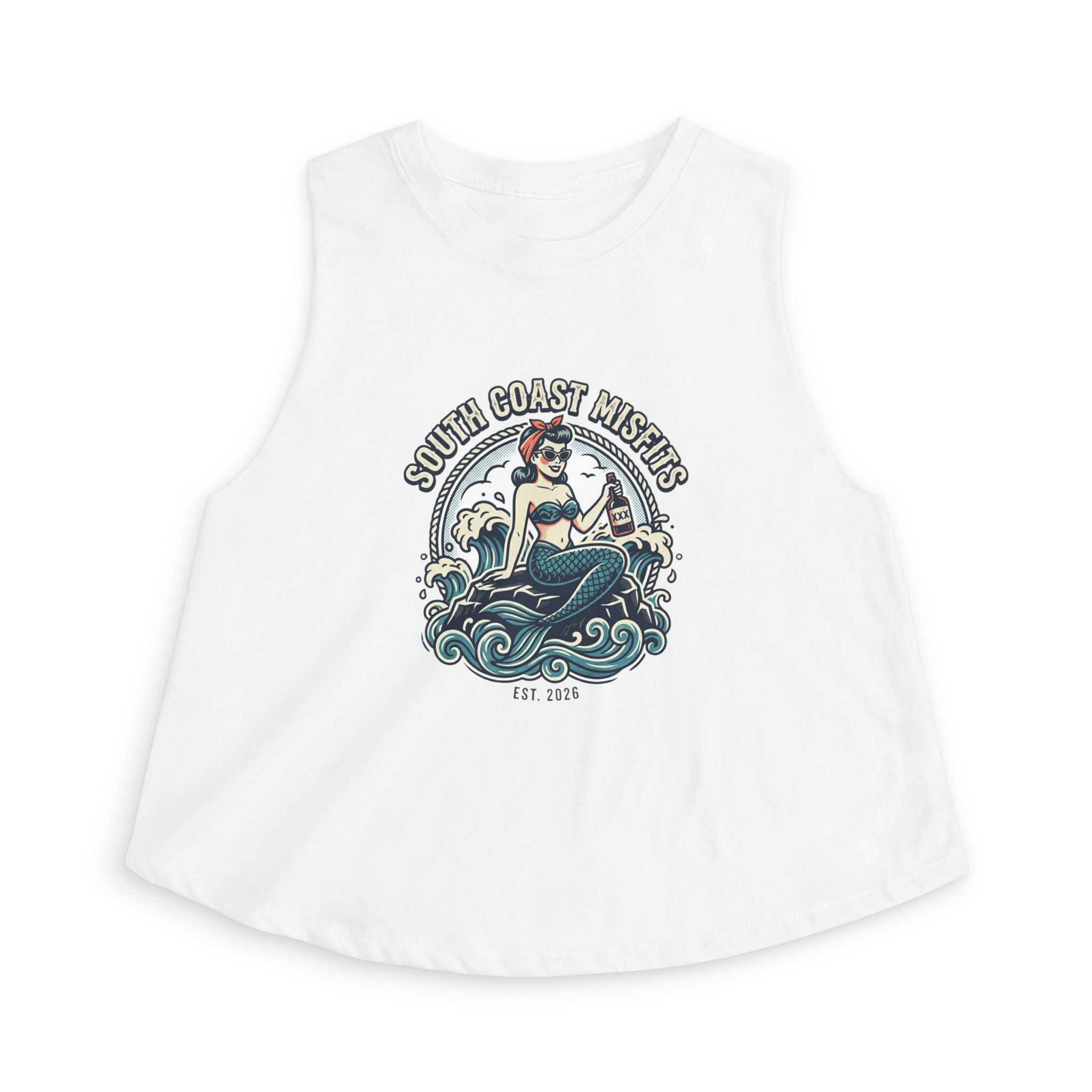 South Coast Misfits Mermaid Crop Top — Retro Nautical Tank