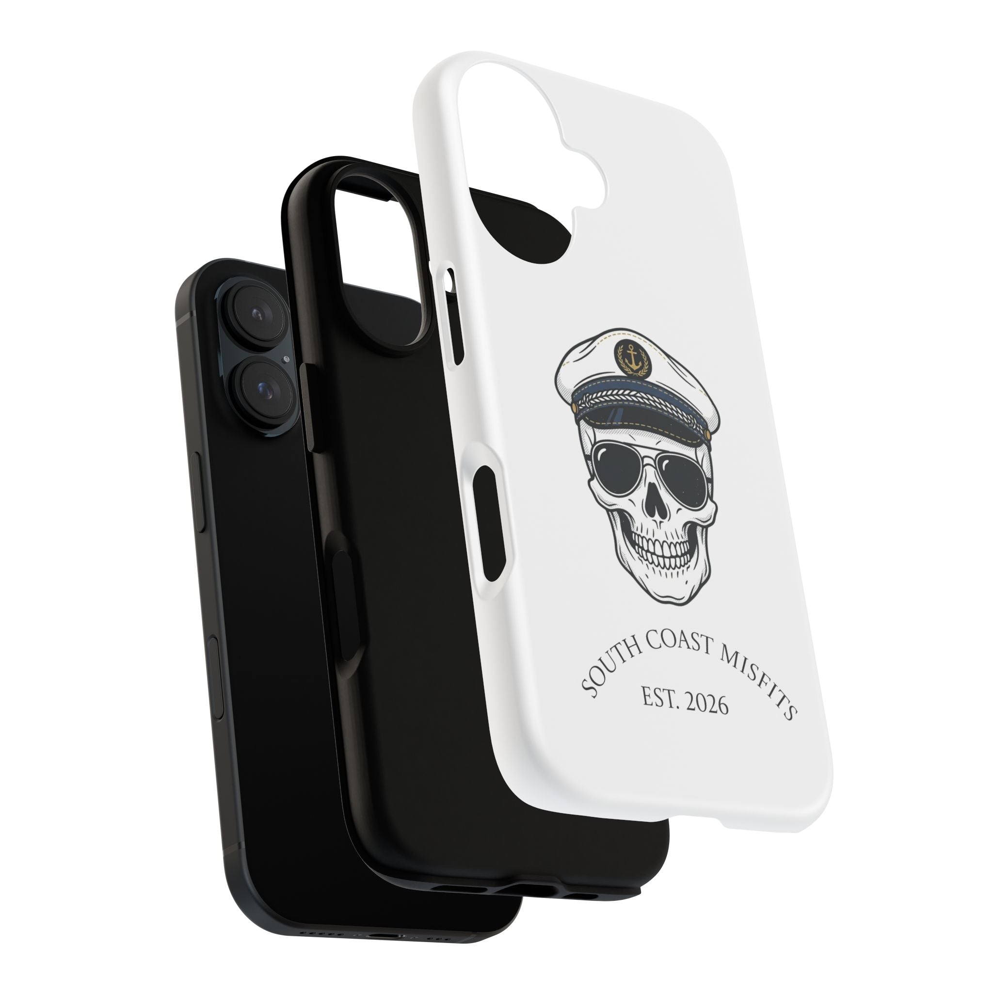 Skull Captain Phone Case — South Coast Misfits Est. 2026 Nautical Skull iPhone Cover