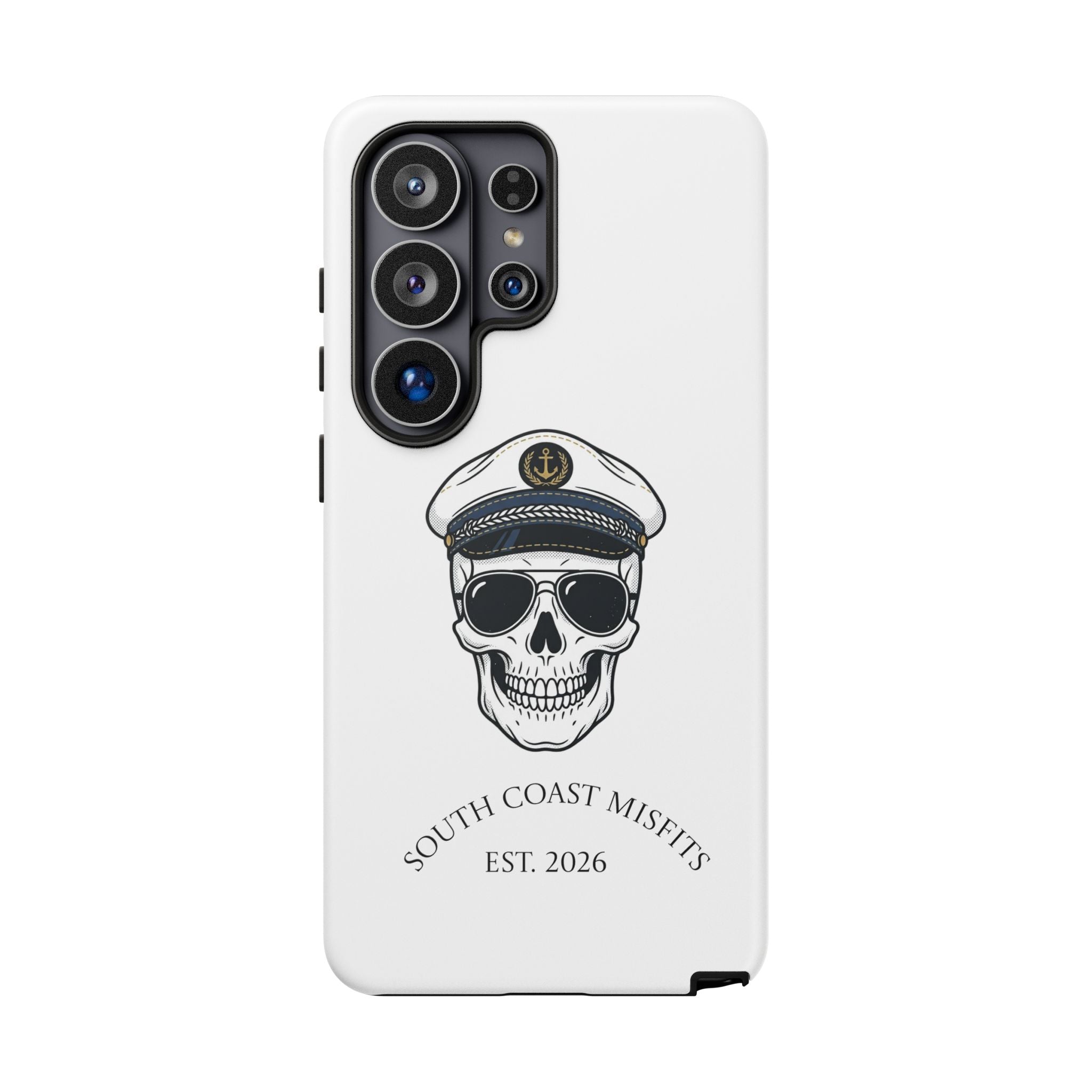 Skull Captain Phone Case — South Coast Misfits Est. 2026 Nautical Skull iPhone Cover