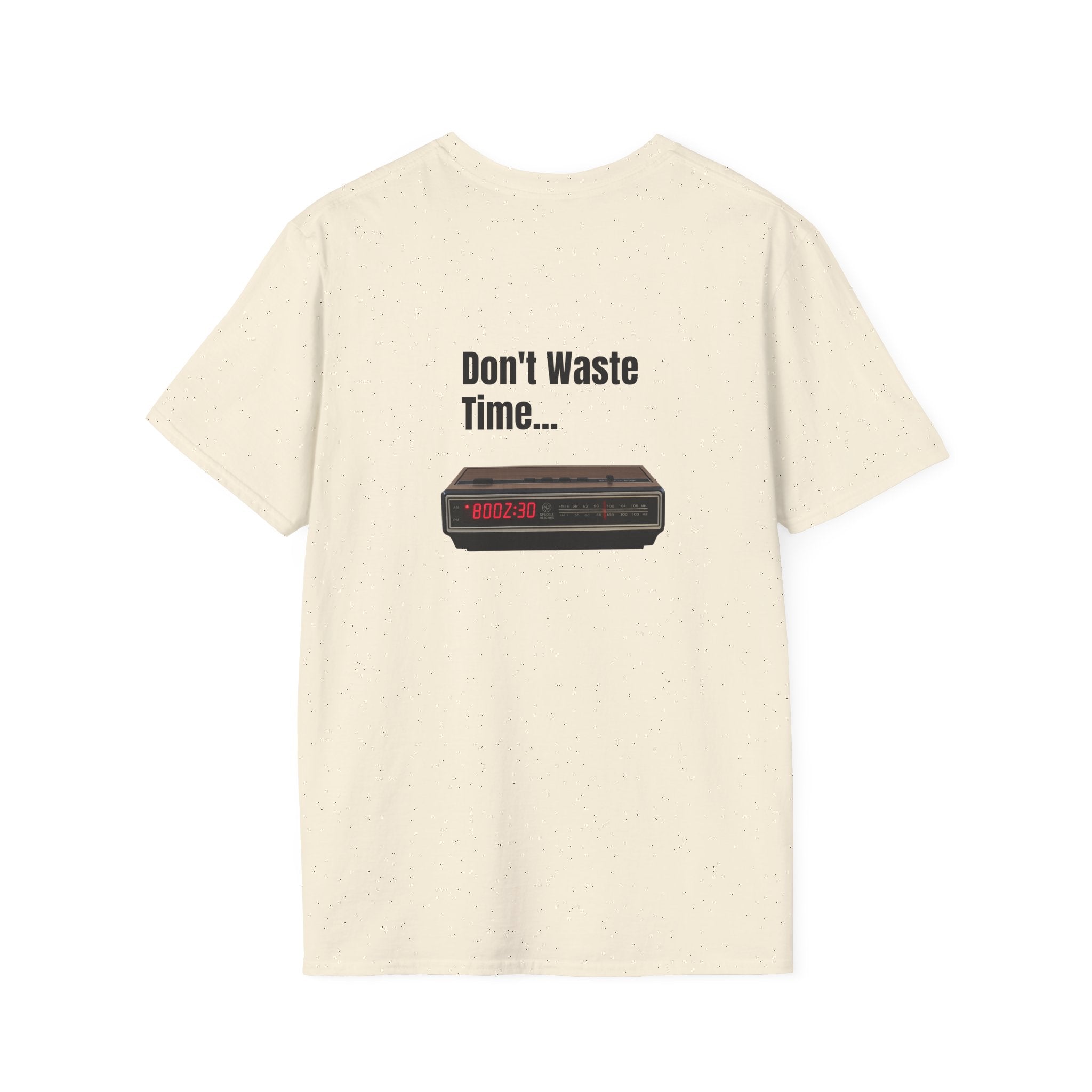 Don't Waste Time Vintage Alarm Clock Graphic T-Shirt — Motivational Retro Tee