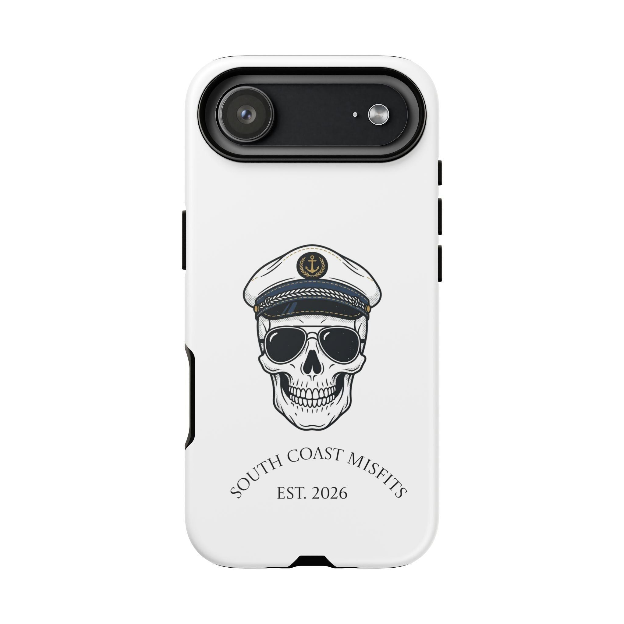 Skull Captain Phone Case — South Coast Misfits Est. 2026 Nautical Skull iPhone Cover