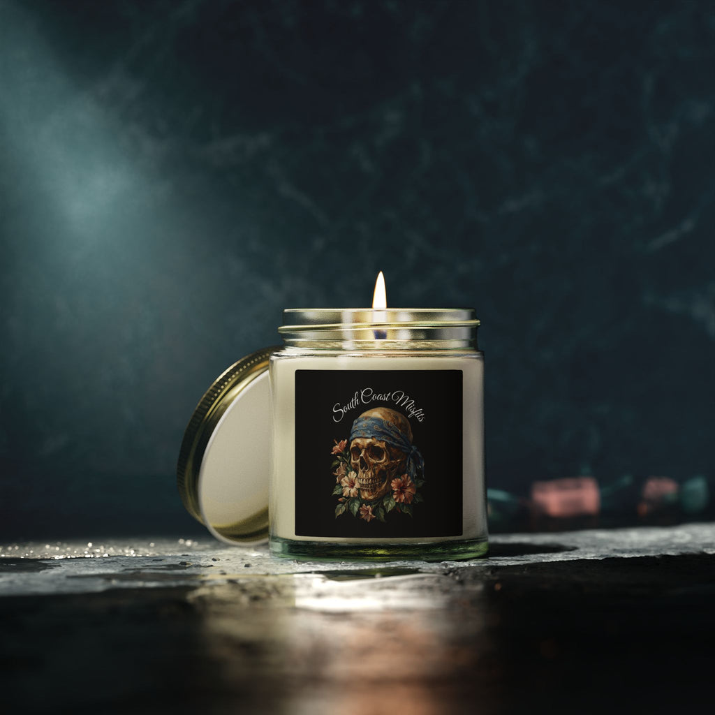 Coconut Apricot Wax Candle — Pirate Skull Scented Jar (4oz & 9oz)