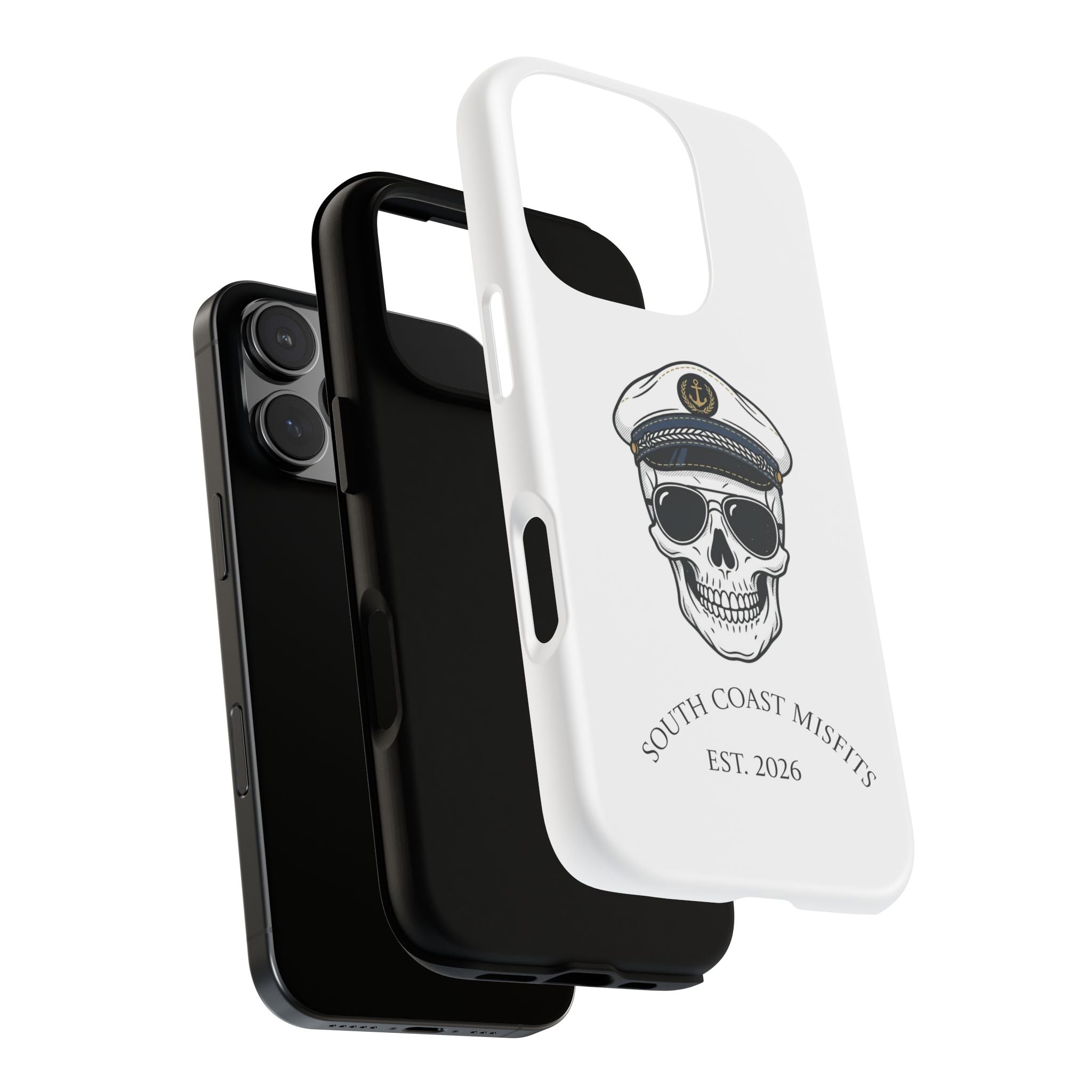 Skull Captain Phone Case — South Coast Misfits Est. 2026 Nautical Skull iPhone Cover