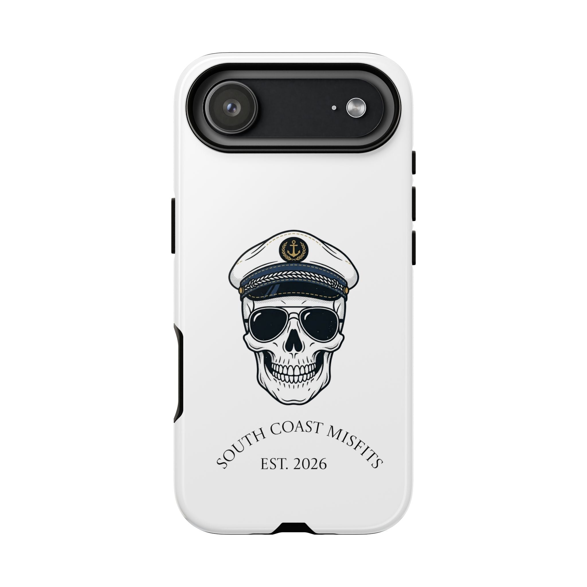 Skull Captain Phone Case — South Coast Misfits Est. 2026 Nautical Skull iPhone Cover