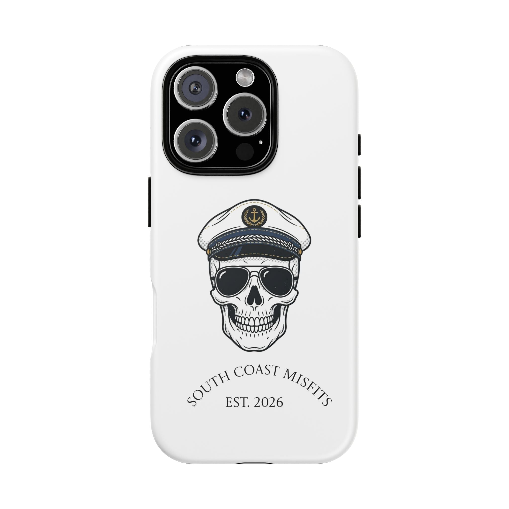 Skull Captain Phone Case — South Coast Misfits Est. 2026 Nautical Skull iPhone Cover