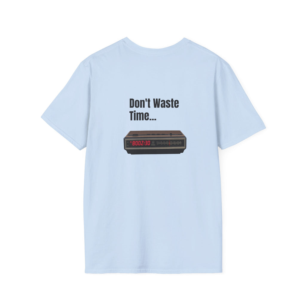 Don't Waste Time Vintage Alarm Clock Graphic T-Shirt — Motivational Retro Tee