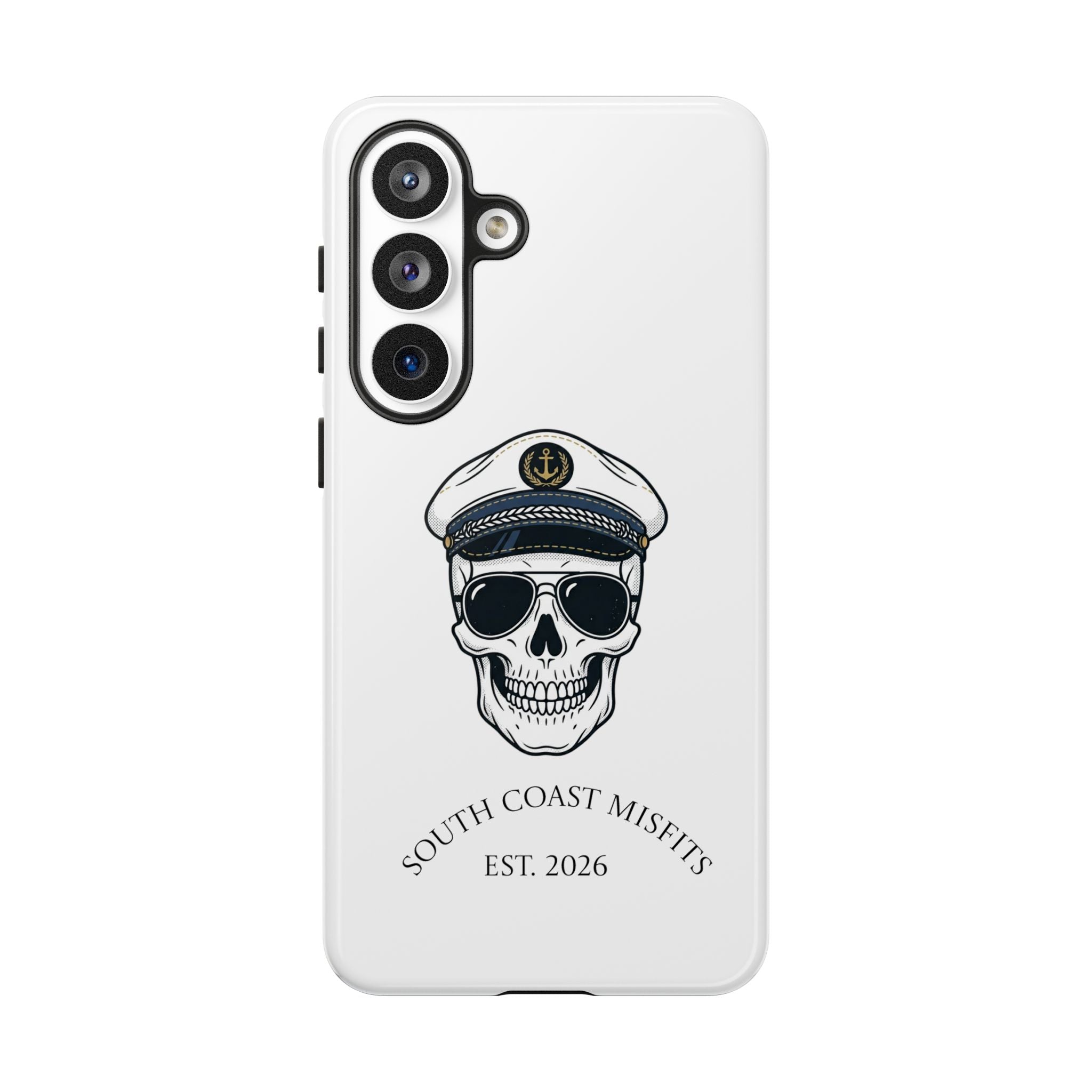 Skull Captain Phone Case — South Coast Misfits Est. 2026 Nautical Skull iPhone Cover